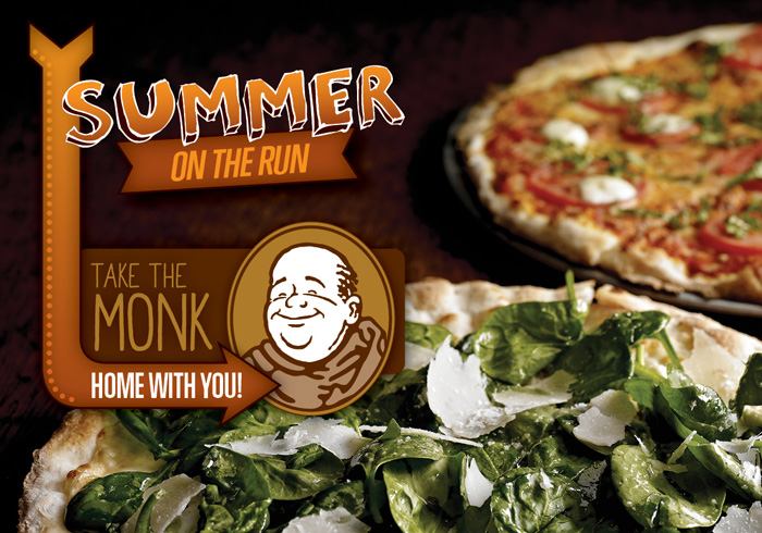 The Lucky Monk Restaurant / portfolio index image / close-up of pizza promotional piece